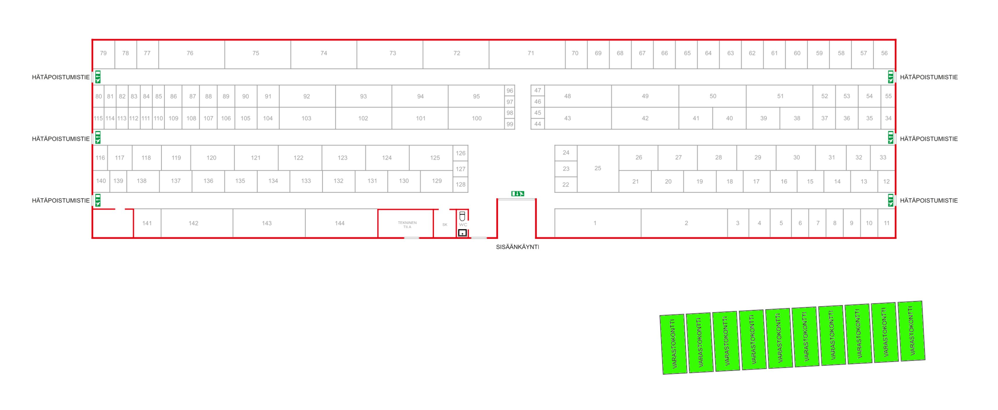 Sirrinkuja 1, varastokontti. n. 14,0 m²