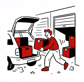 Tavaran tuominen vuokravarastoon -ikoni